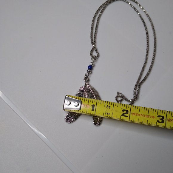 Metal Two Feather Pendant Necklace 18.5 Inches - Picture 14 of 14